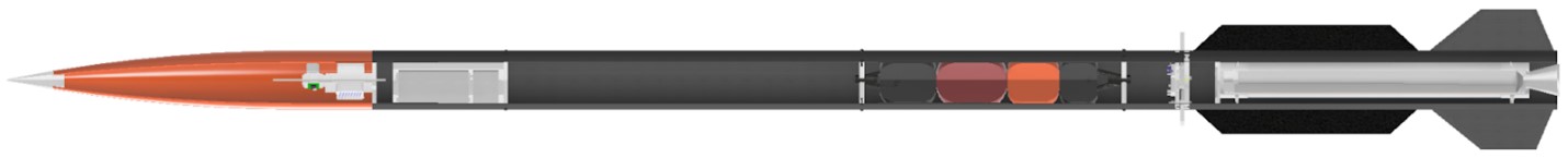Rocket CAD showing cutway of the rocket
